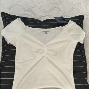 Brandy Melville Cream Ruched Blouse